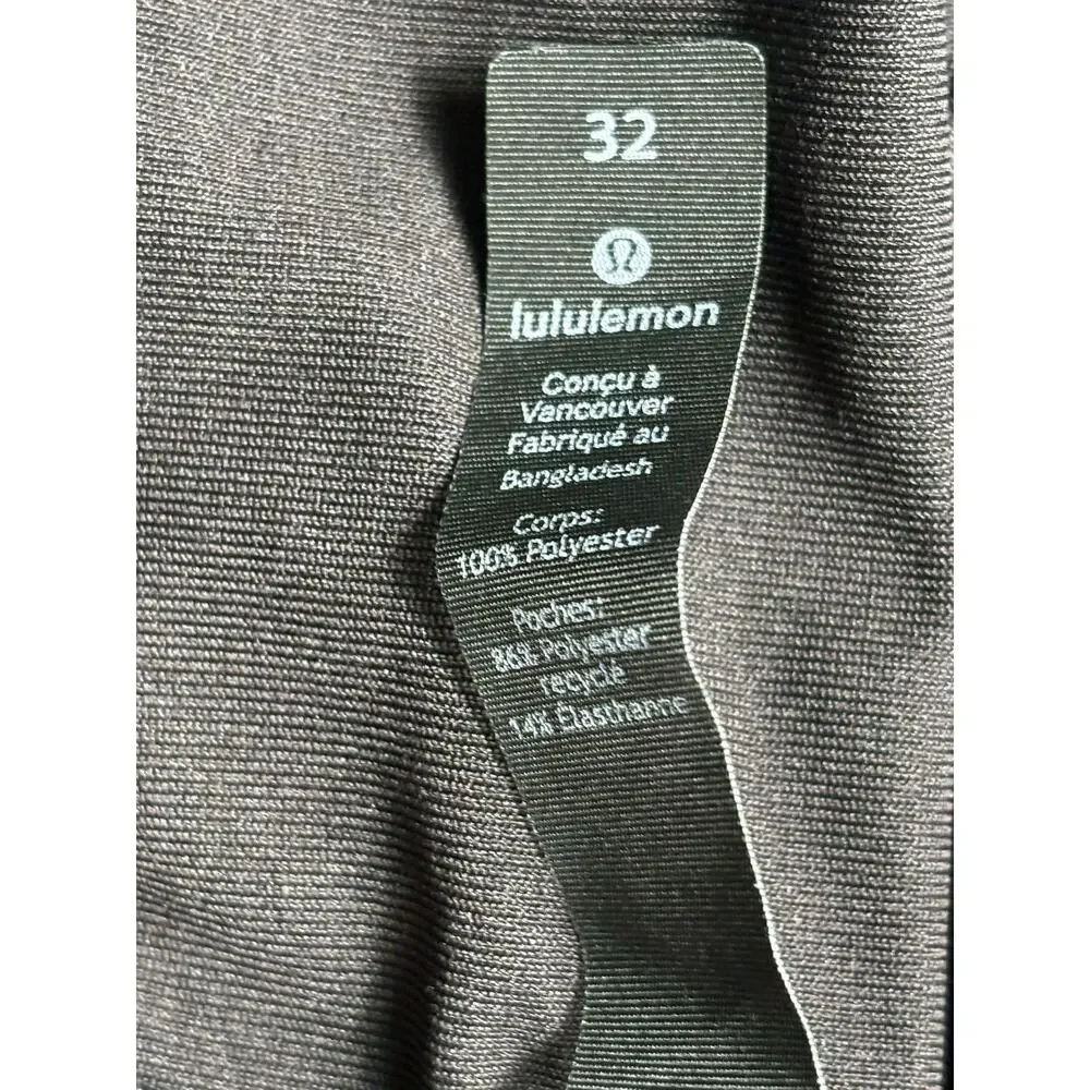 Lululemon Performance Dress Chino Pant Mens 32 Charcoal Gray Stretch Zip Pocket